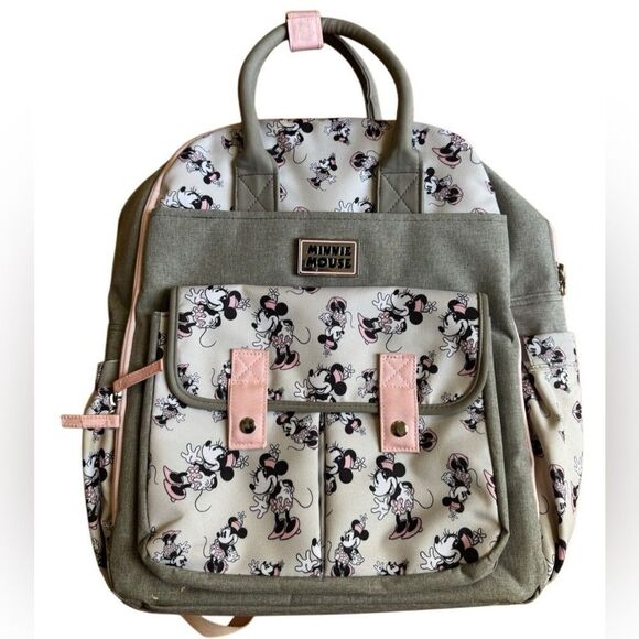 Disney Baby Minnie Mouse Multi-Pocket Diaper Bag Backpack-  Grey and Pink main image 9